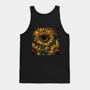 Repeating Pattern Sunflower in the Style of Van Gogh, Beautiful Nature Tank Top